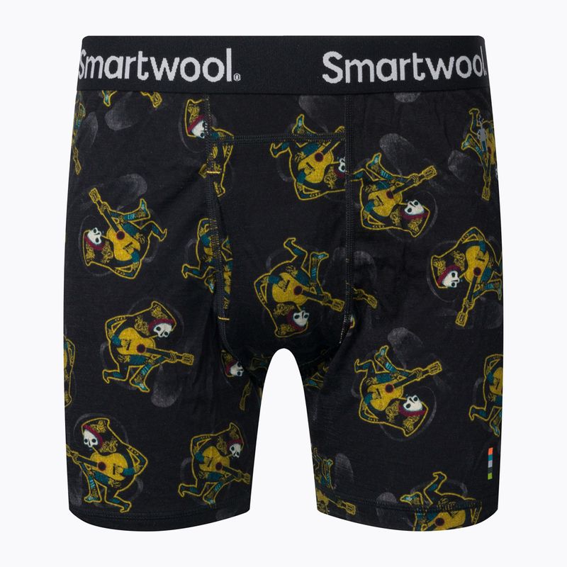 Bărbați Smartwool Merino Merino Print Boxer Brief Boxeri termici boxeri negri și galbeni 15151