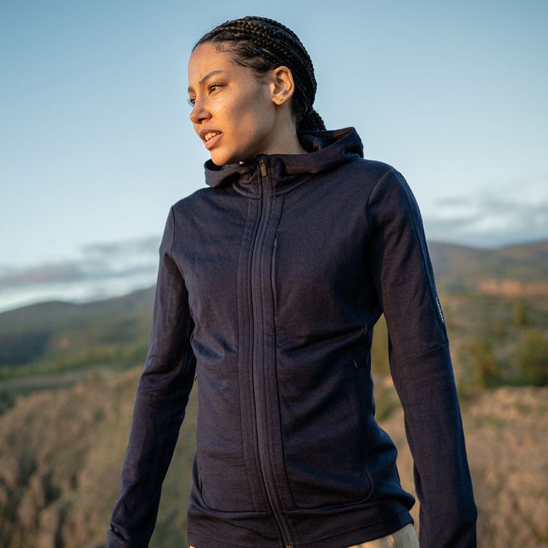 Geacă de trekking pentru femei Icebreaker Quantum III LS Zip Hood albastru marin 0A59JW 9