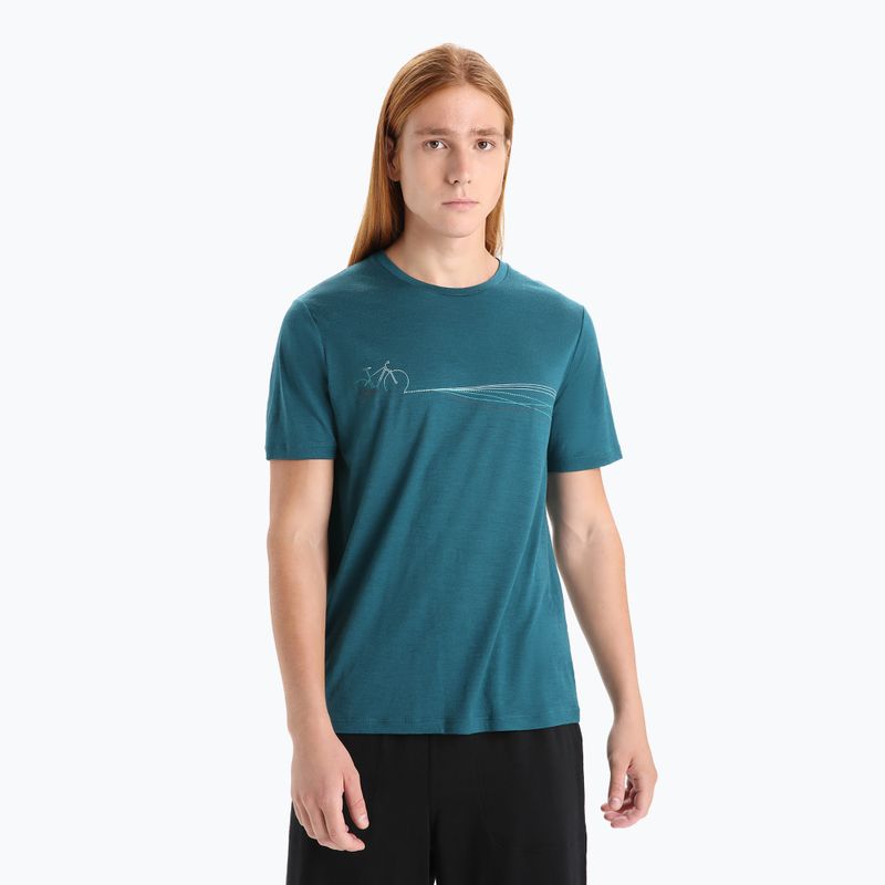 Tricou termic pentru bărbați icebreaker Tech Lite II Cadence Paths verde IB0A56N87281