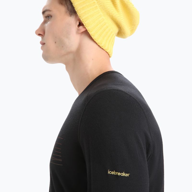 Bărbați Icebreaker 200 Oasis Crewe Ski Stripes tricou termic negru 5