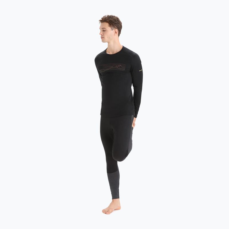 Bărbați Icebreaker 200 Oasis Crewe Ski Stripes tricou termic negru 2