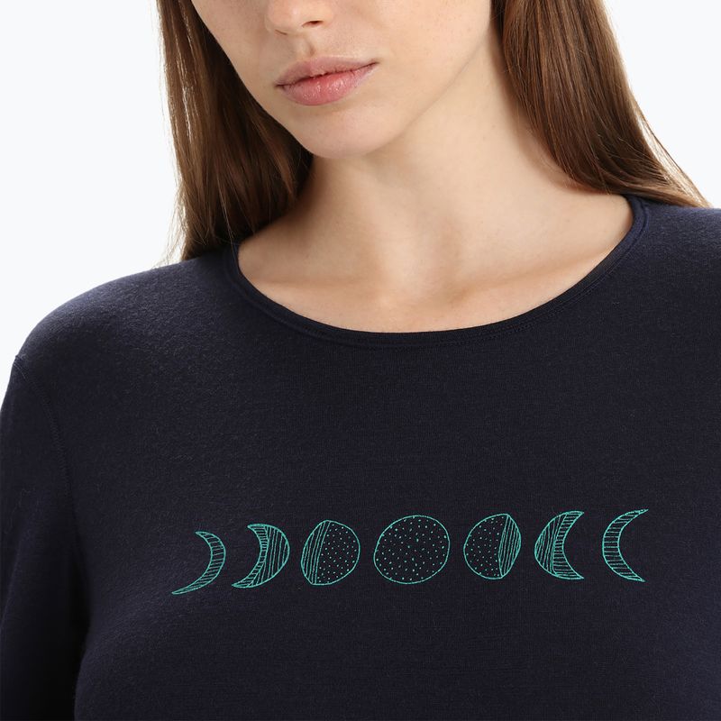 Tricou termic pentru femei icebreaker 200 Oasis Crewe Moon Phase albastru marin IB0A56NL4011 4