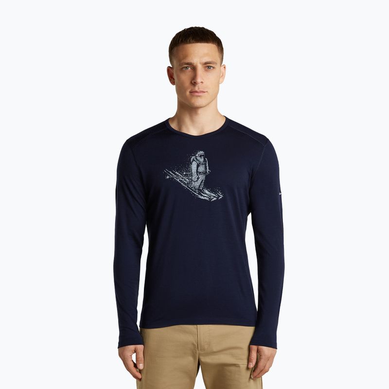 Longsleeve pentru bărbați icebreaker Merino 200 Oasis Crewe SkiingYeti midnight navy