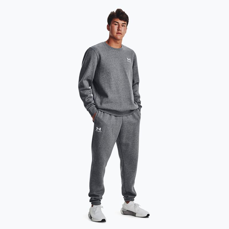 Pantaloni de antrenament pentru bărbați Under Armour Essential Fleece Joggers pitch gray medium heather/white 2