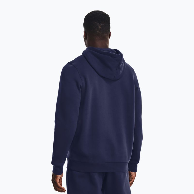 Bluză pentru bărbați Under Armour Essential Fleece Hoodie midnight navy/white 3
