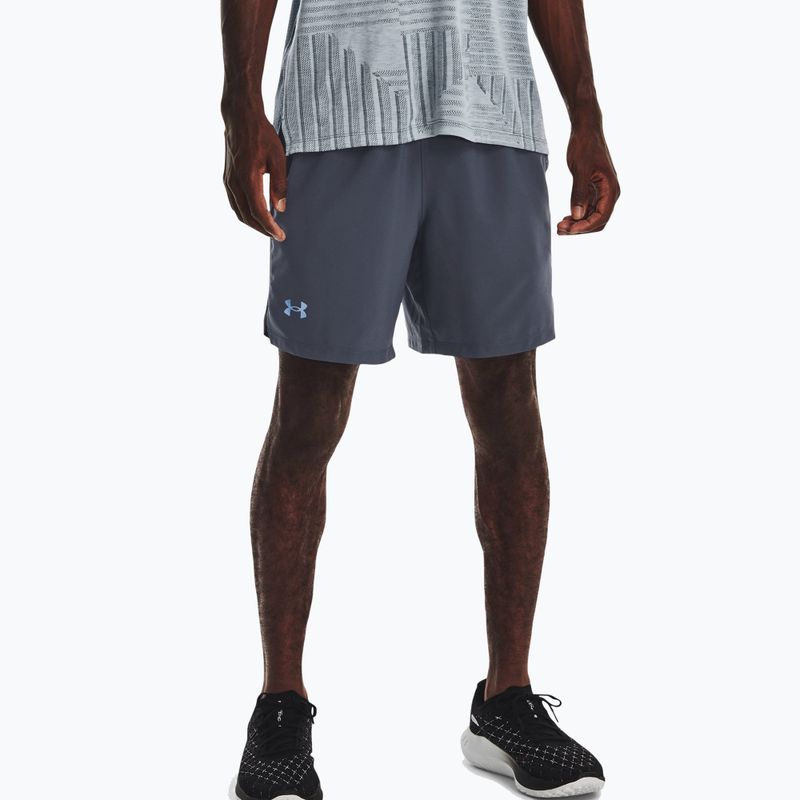 Pantaloni scurți de alergare Under Armour Launch Sw 7'' 2N1 gri pentru bărbați 1361497-044