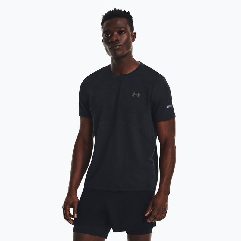 Tricou de alergare Under Armour Seamless Stride pentru bărbați negru/reflectorizant