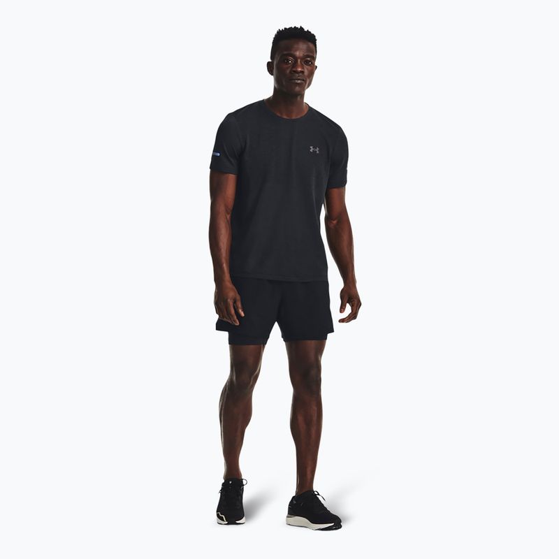 Tricou de alergare Under Armour Seamless Stride pentru bărbați negru/reflectorizant 2