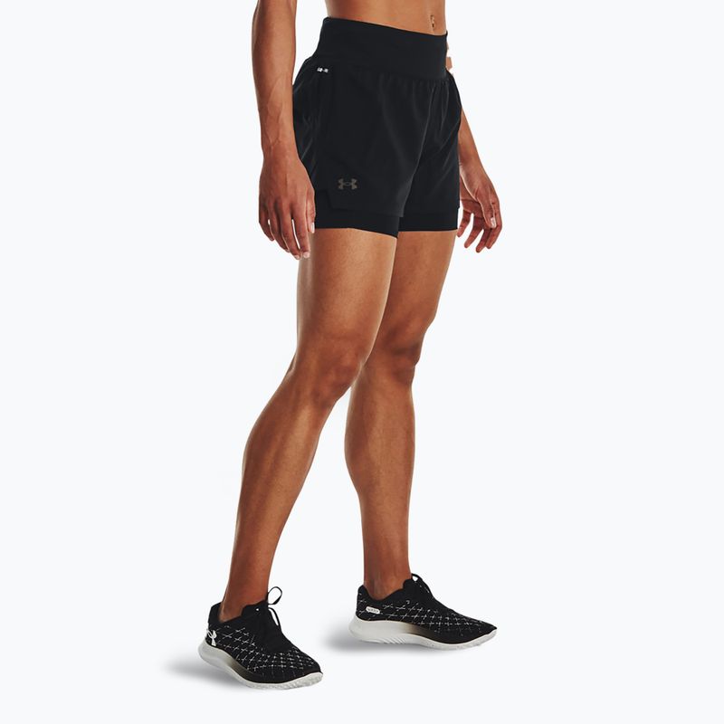 Pantaloni scurți de alergare pentru femei Under Armour Launch Pro 2IN1 black / black / reflective