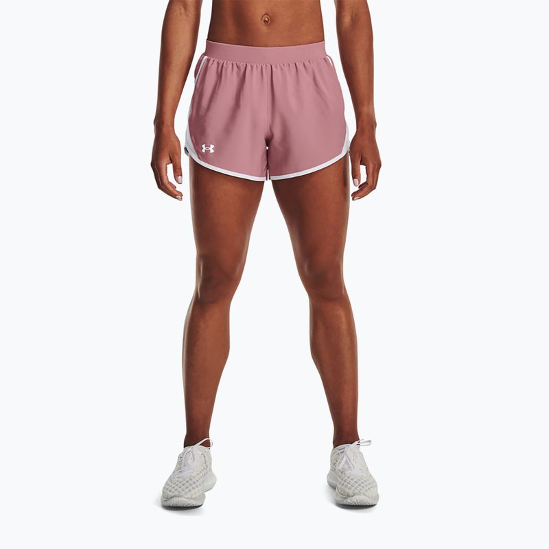 Pantaloni scurți de alergare Under Armour Fly By 2.0 pentru femei, roz și alb 1350196-697