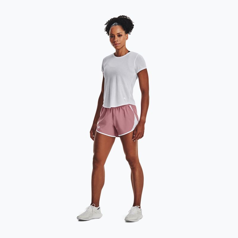 Pantaloni scurți de alergare Under Armour Fly By 2.0 pentru femei, roz și alb 1350196-697 2