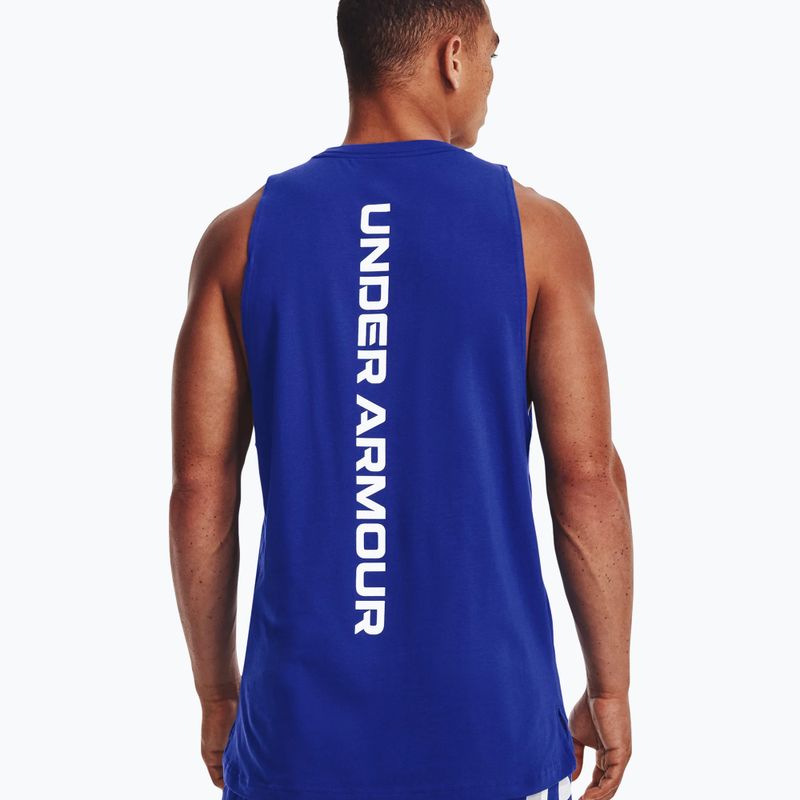 Under Armour Baseline Cotton Tank tricou de baschet pentru bărbați albastru 1361901 2