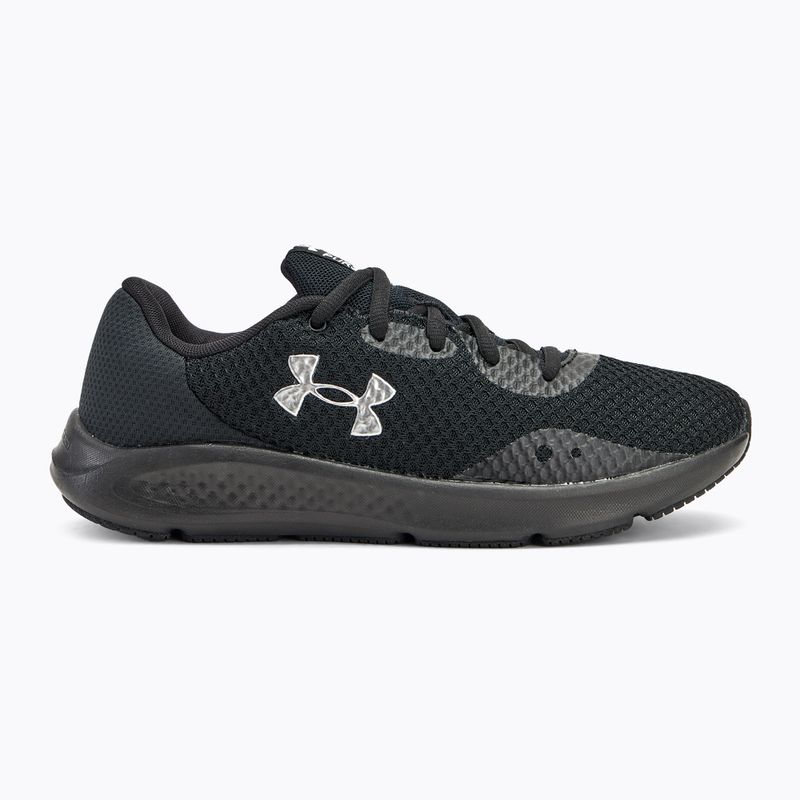 Under Armour Charged Pursuit 3 pantofi de alergare pentru femei negru/negru/argint metalic 2