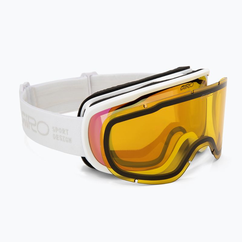 Ochelari de schi pentru femei Giro Moxie white stacked/amber pink/yellow