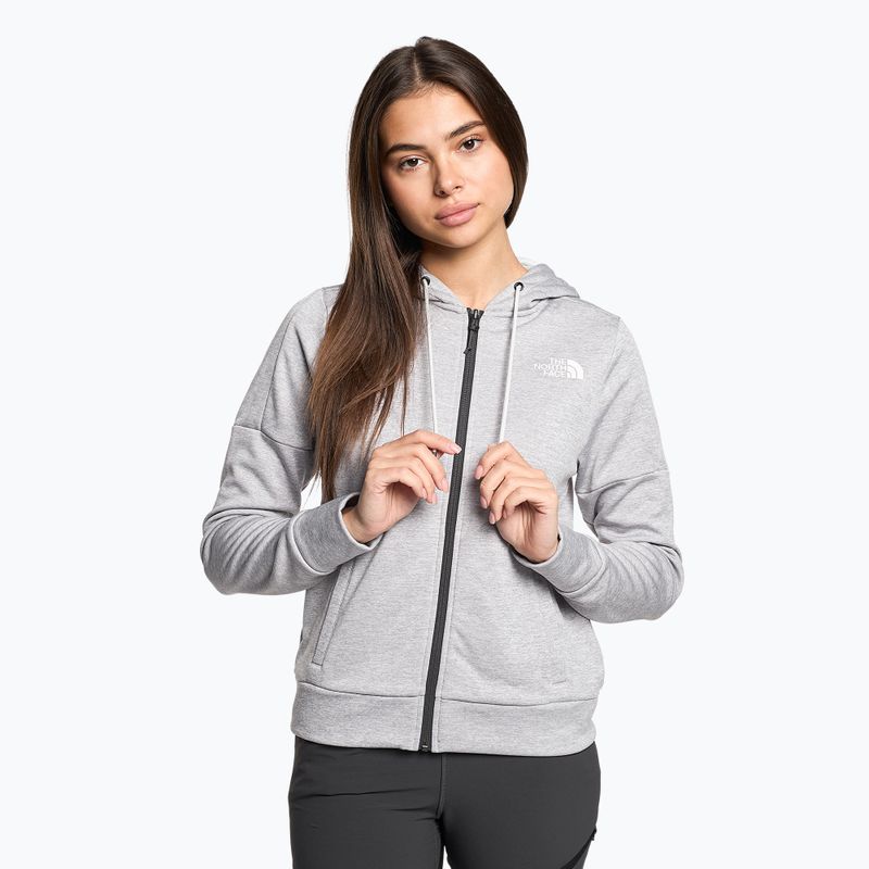 Pulover de trekking pentru femei The North Face Reaxion Fleece F/Z Hoodie gri deschis heather