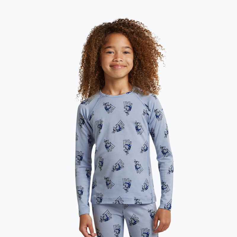 Bluză termoactivă pentru copii Icebreaker Merino 200 Oasis Crewe Bear Tour Zinc Blue/Aop 4
