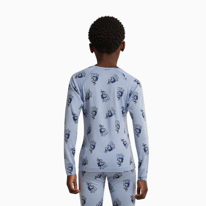 Bluză termoactivă pentru copii Icebreaker Merino 200 Oasis Crewe Bear Tour Zinc Blue/Aop 10