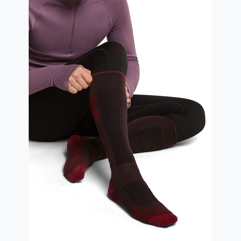 Șosete de schi pentru bărbați icebreaker Merino Ski+ Medium OTC bittersweet/port/black 4