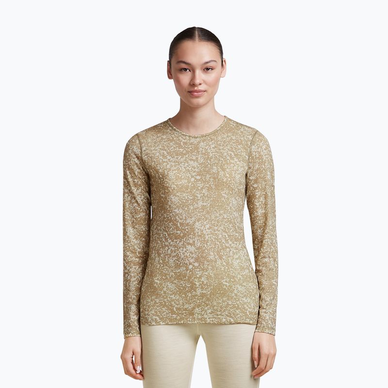 Longsleeve pentru femei icebreaker Merino 200 Oasis Crewe Moss Bloom cumin/undyed/aop