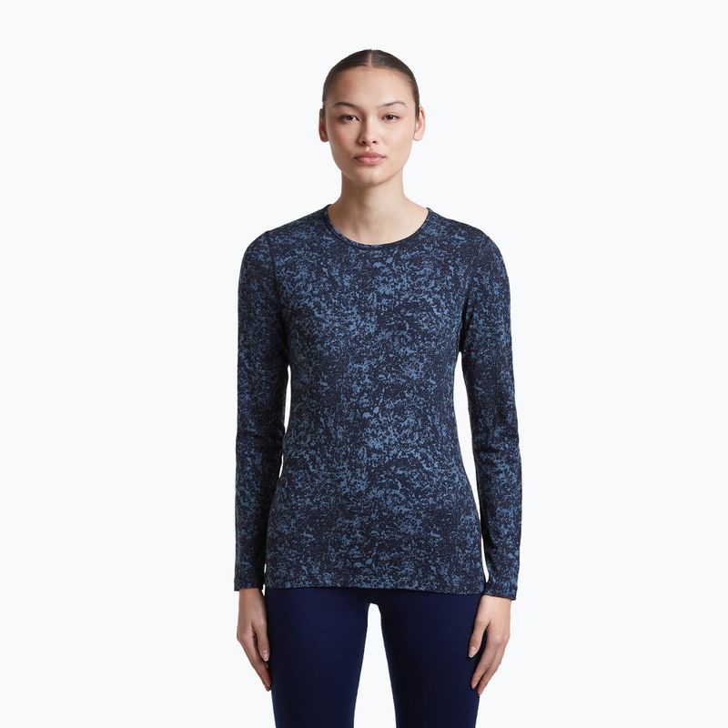 Longsleeve pentru femei icebreaker Merino 200 Oasis Crewe Moss Bloom navy/dawn/aop