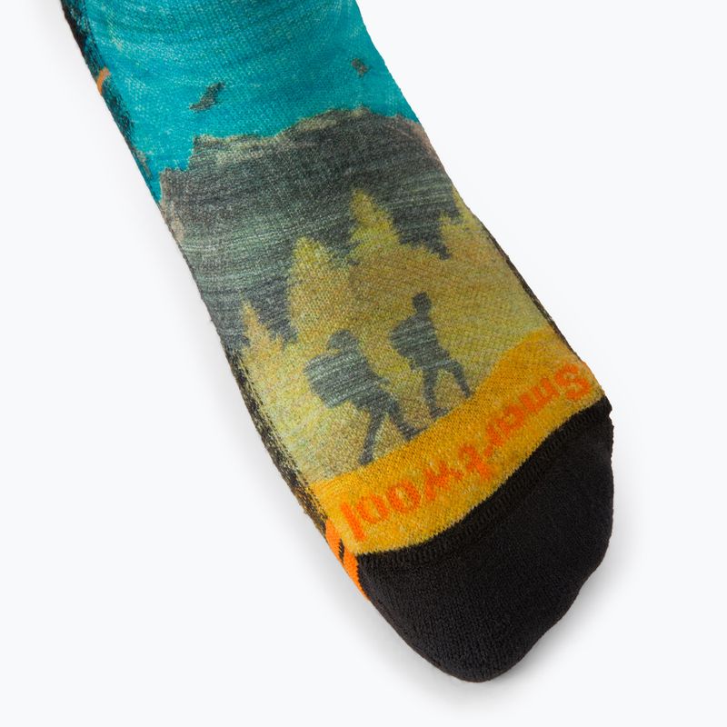 Smartwool Hike Hike Light Cushion Great Excursion Print Crew șosete de trekking albastru/galben SW001987150