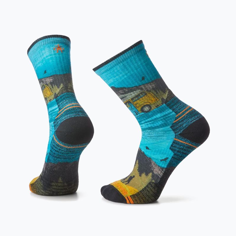 Smartwool Hike Hike Light Cushion Great Excursion Print Crew șosete de trekking albastru/galben SW001987150