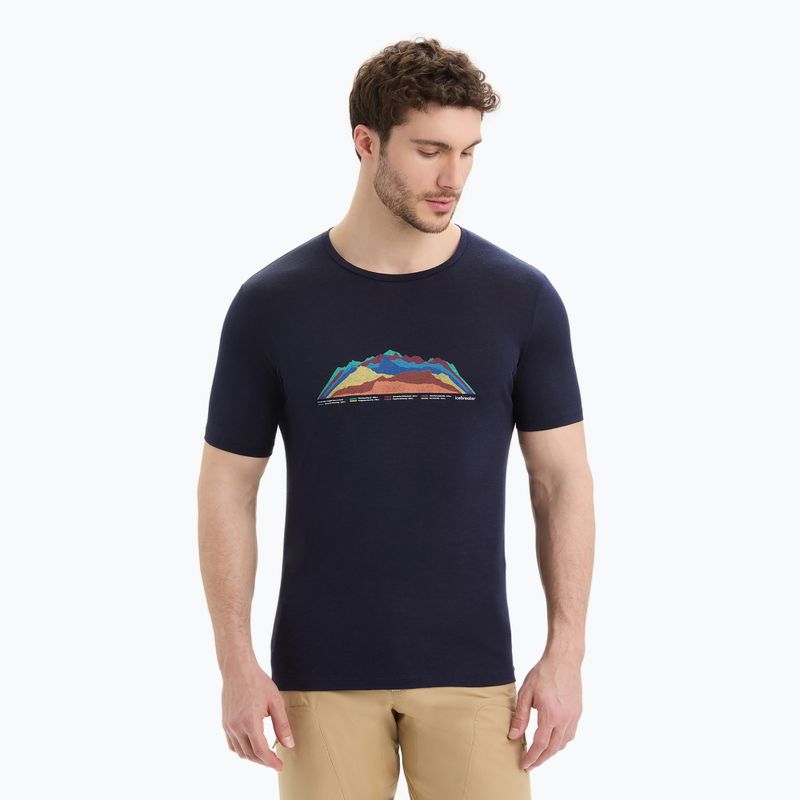 Tricou termic pentru bărbați icebreaker Tech Lite II 7 Mountain Tops albastru marin IB0A56VE4011