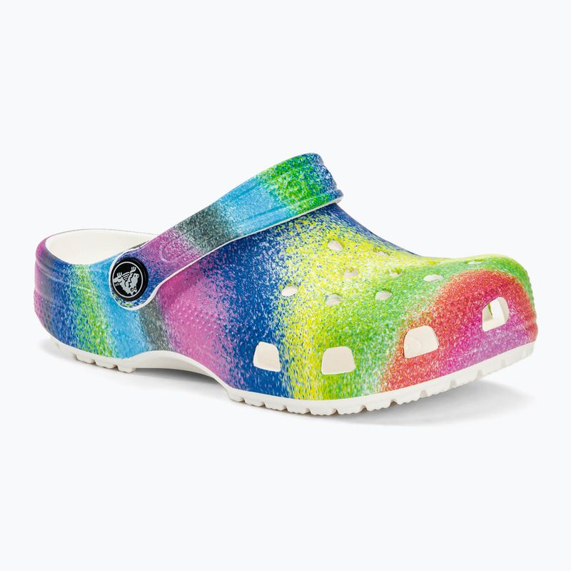 Șlapi de copii Crocs Classic Spray Dye alb/multi pentru copii