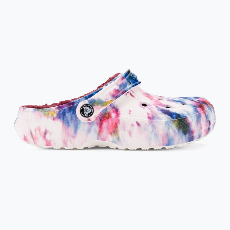 Șlapi de femei Crocs Classic Lined Tie Dye Clog bordeaux/multi pentru femei