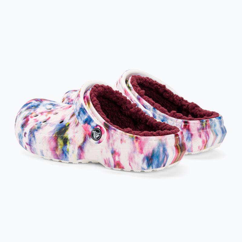 Șlapi de femei Crocs Classic Lined Tie Dye Clog bordeaux/multi pentru femei