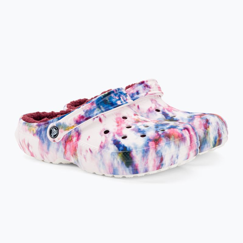 Șlapi de femei Crocs Classic Lined Tie Dye Clog bordeaux/multi pentru femei