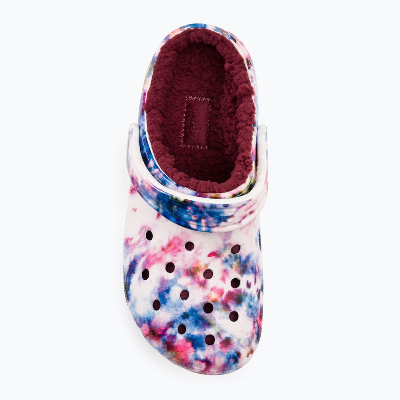 Șlapi de femei Crocs Classic Lined Tie Dye Clog bordeaux/multi pentru femei