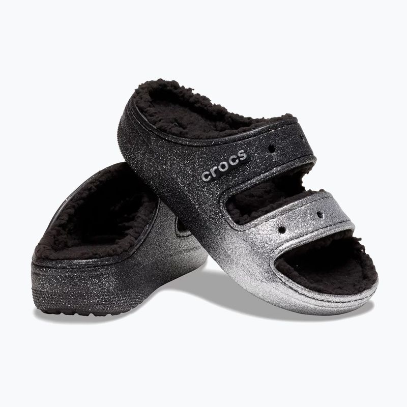 Papuci Crocs Classic Cozzzy Glitter Sandal black/silver 3