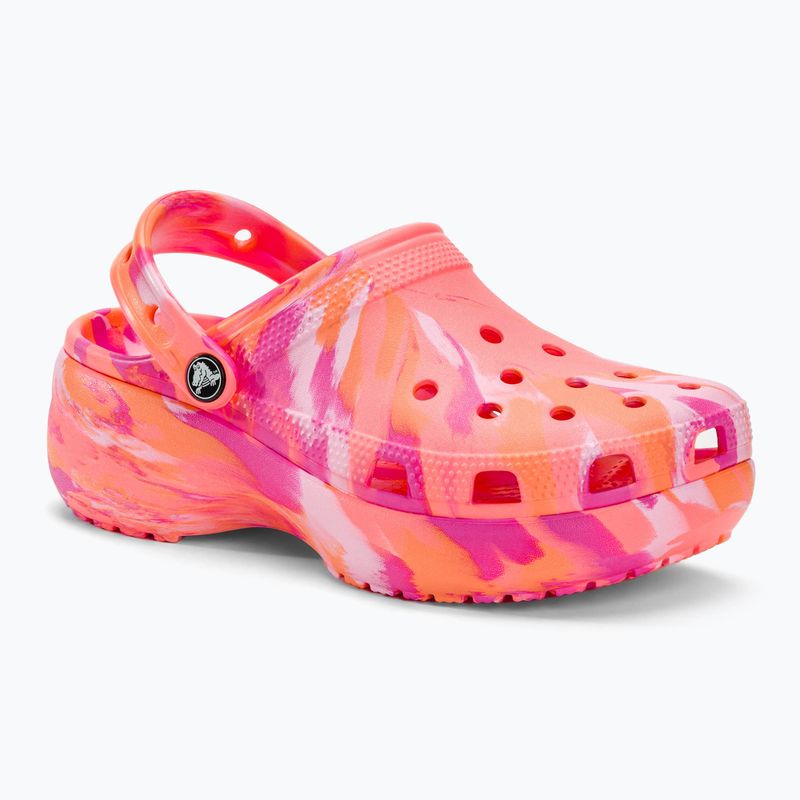 Șlapi de femei Crocs Classic Platform Marbled guava/multi pentru femei 2