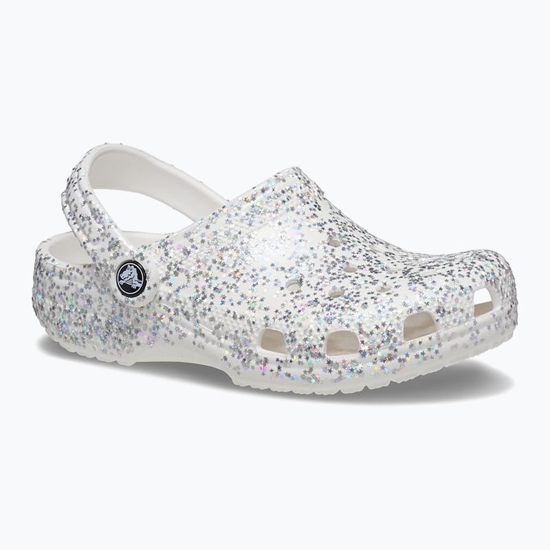 Șlapi Crocs Classic Starry Glitter alb pentru copii