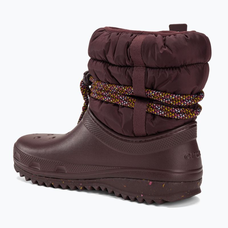 Cizme de zăpadă Crocs Classic Neo Puff Luxe pentru femei, de culoare vișinie închisă 3