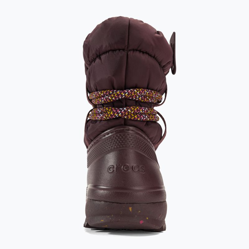 Cizme de zăpadă Crocs Classic Neo Puff Luxe pentru femei, de culoare vișinie închisă 6