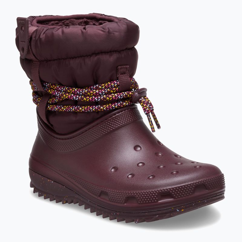 Cizme de zăpadă Crocs Classic Neo Puff Luxe pentru femei, de culoare vișinie închisă 8