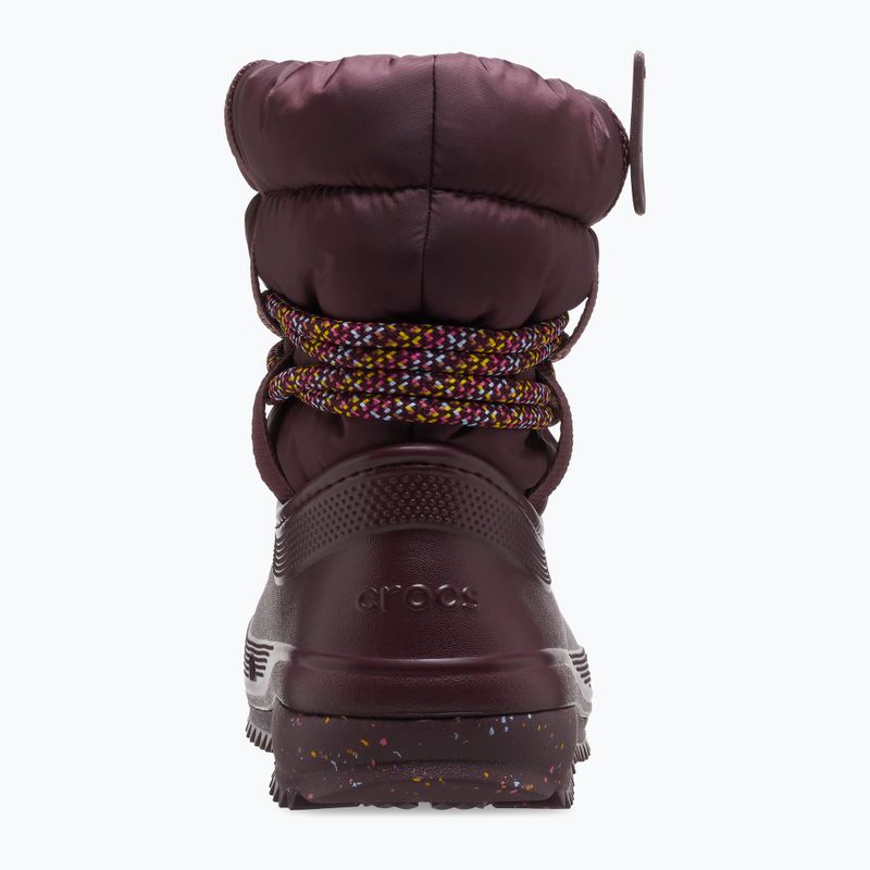 Cizme de zăpadă Crocs Classic Neo Puff Luxe pentru femei, de culoare vișinie închisă 10