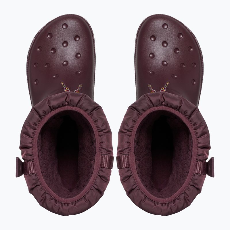 Cizme de zăpadă Crocs Classic Neo Puff Luxe pentru femei, de culoare vișinie închisă 11