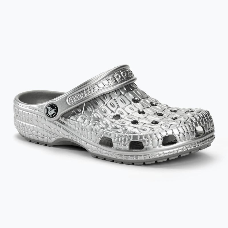 Șlapi Crocs Classic Metallic Crocskin argint