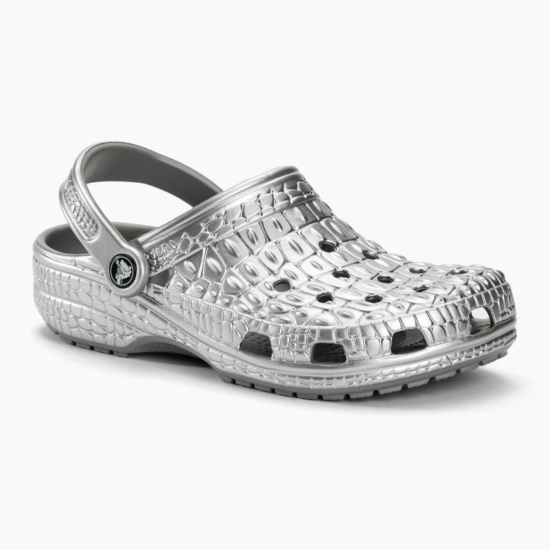 Șlapi Crocs Classic Metallic Crocskin argint 2