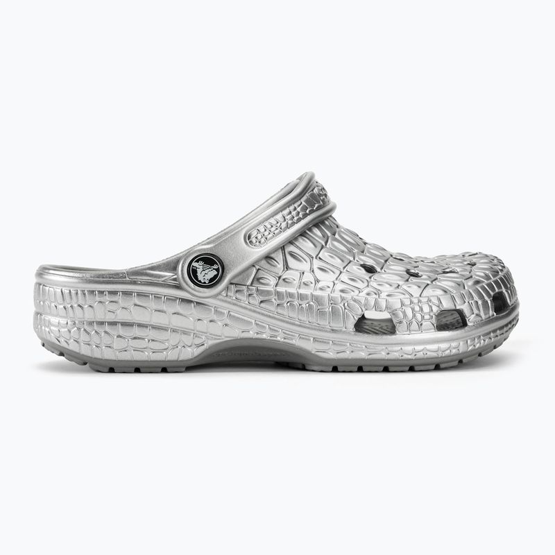 Șlapi Crocs Classic Metallic Crocskin argint 3