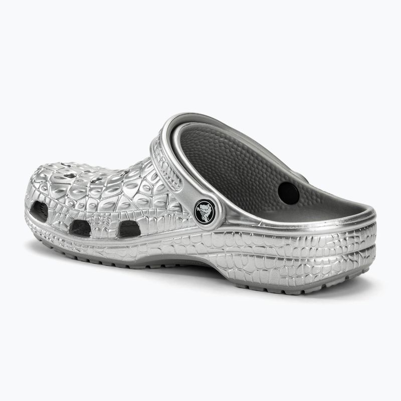 Șlapi Crocs Classic Metallic Crocskin argint 4