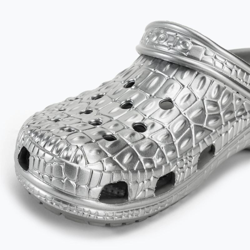 Șlapi Crocs Classic Metallic Crocskin argint 8