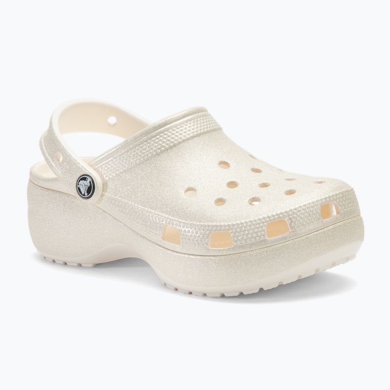Papuci pentru femei Crocs Classic Platform Glitter chalk 2