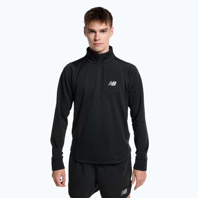 Tricou de antrenament pentru bărbați New Balance Top NB Heat Grid Half Zip negru NBMT23252BK