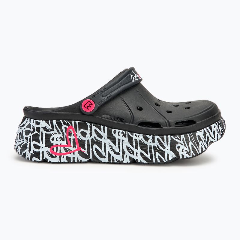Papuci pentru femei SKECHERS JGoldcrown Max Cushioning Foamies Love True black 3
