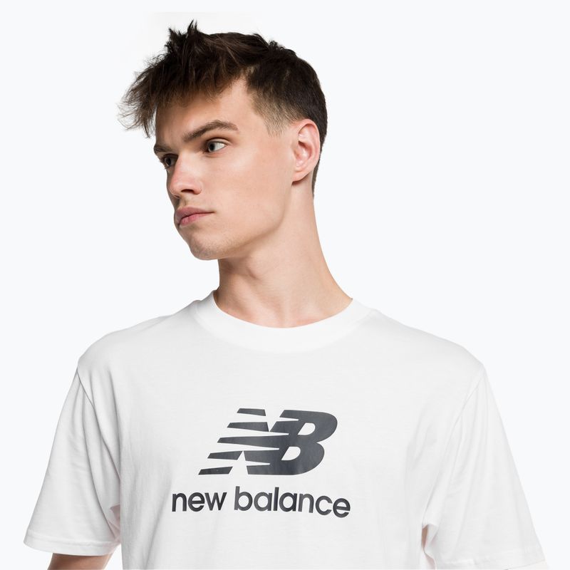 Tricou de antrenament pentru bărbați New Balance Essentials Stacked Logo Co alb NBMT31541WT 4