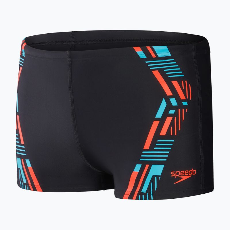 Pantaloni scurți de înot Speedo Tech Print pentru bărbați, negru/portocaliu 10